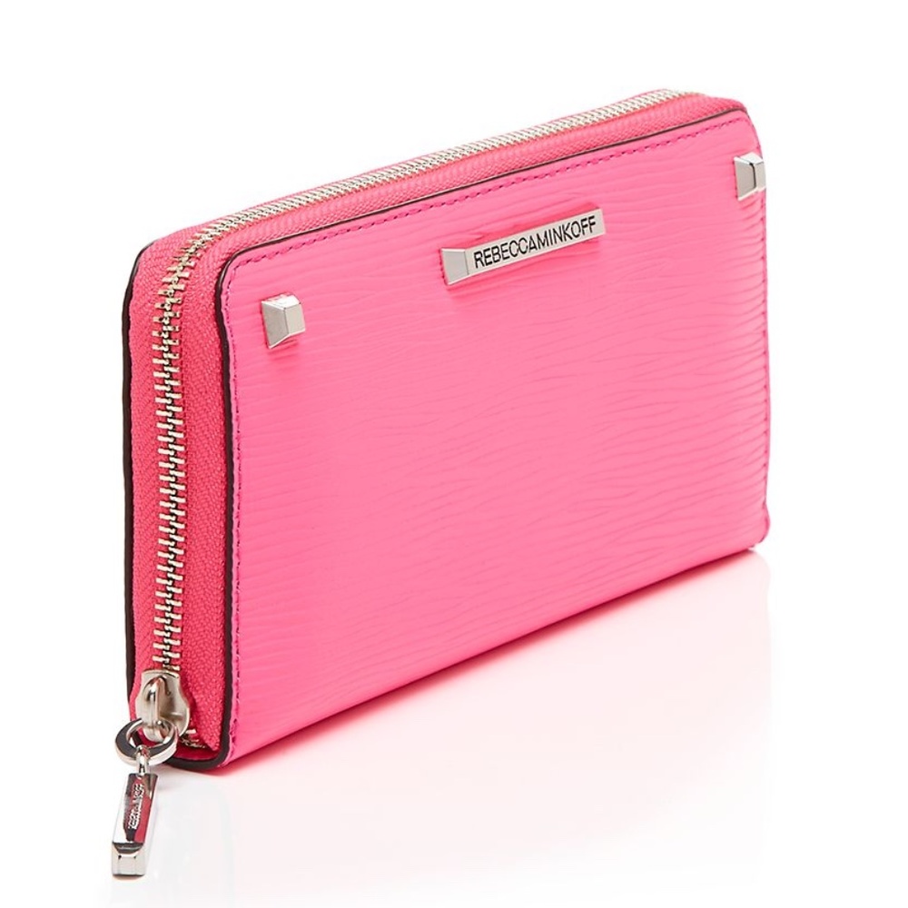 Rebecca Minkoff Pink Leather Studded Zip Wallet